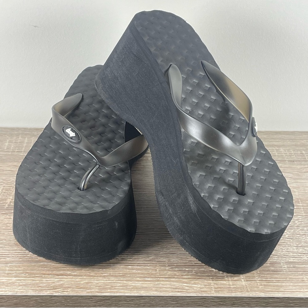 Y2K Body by Tracy Platform Flip Flops Wedge Thong Sandals - Size 9 - Picture 4 of 5